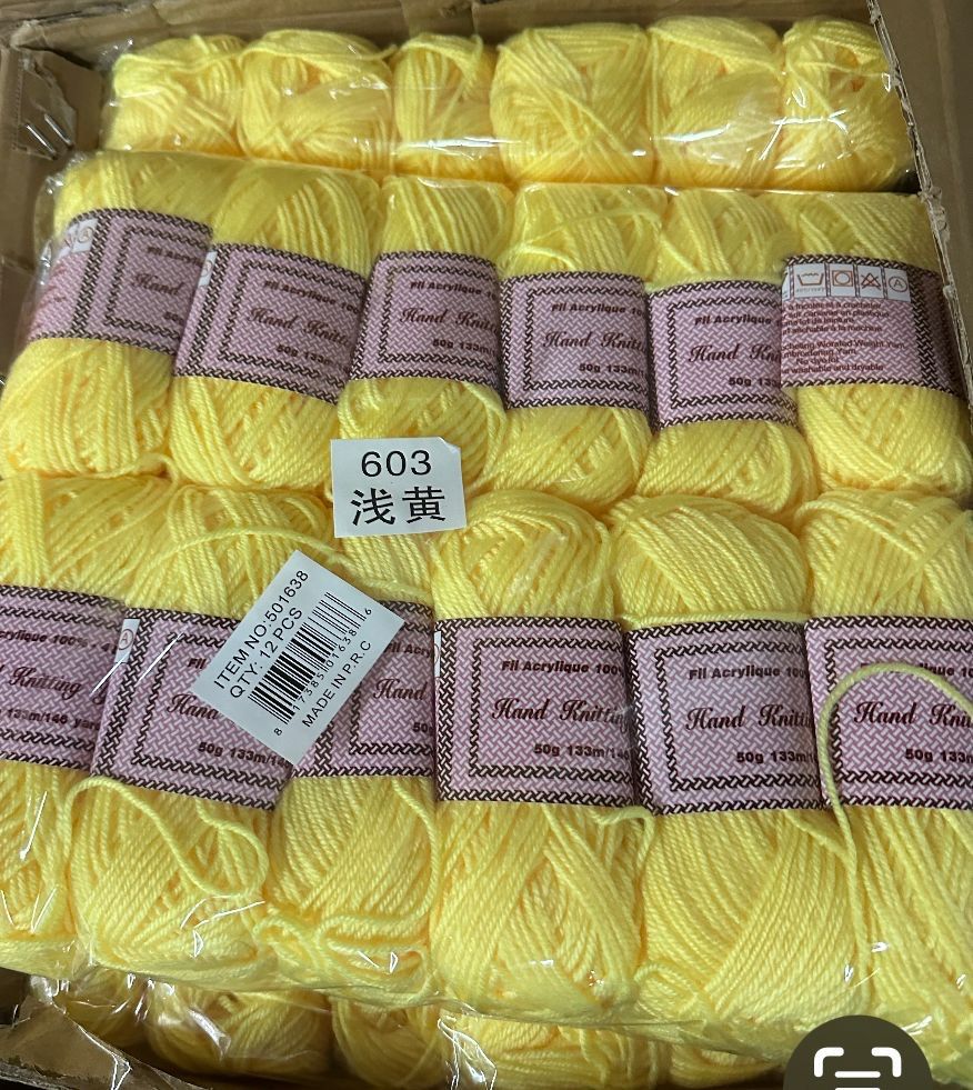 144 Pieces of Yellow Acrylic Yarn 87 Yards