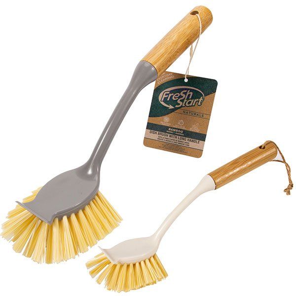 TPR Silicon Dish Cleaning Brush with Bamboo Handle Dish Scrubber