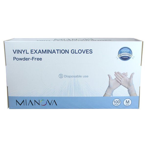 10 pieces of Mianova Vinyl Examination Gloves 100CT Large