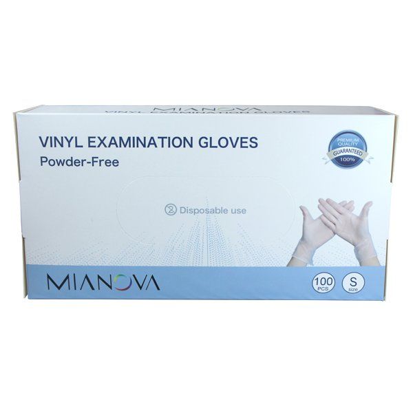 10 pieces of Mianova Vinyl Examination Gloves 100CT Small