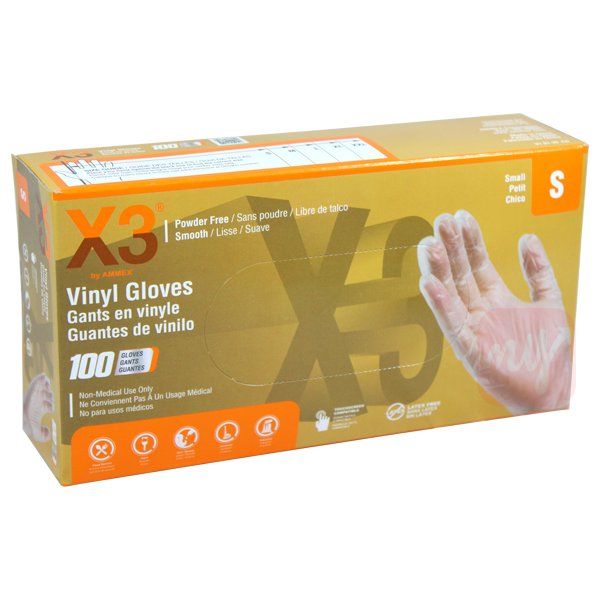10 pieces of Ammex Vinyl Gloves 100CT Small