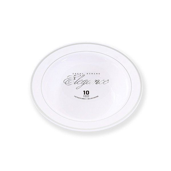 12 pieces of Elegance Bowl 5oz White + 2 Line Stamp Silver
