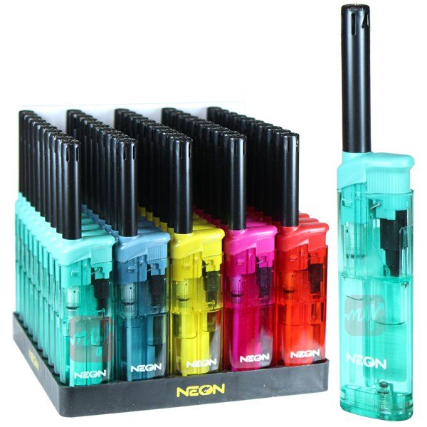 300 pieces of Neon Transparent Body & Refillable Mini Candle Lighter