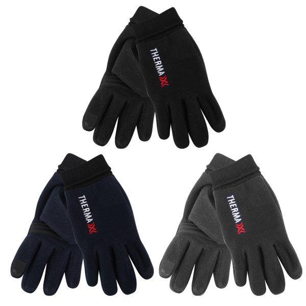 72 pieces of Thermaxxx Fleece Gloves Men's Leather Palm w/ Touch