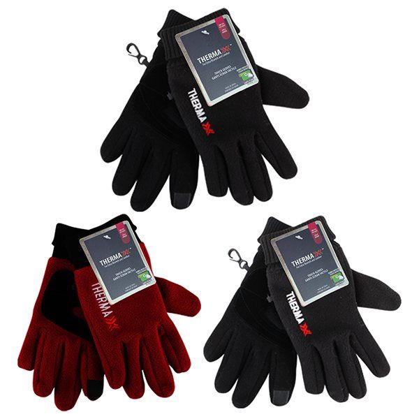 72 pieces of Thermaxxx Fleece Gloves Ladie's Leather Palm w/ Touch
