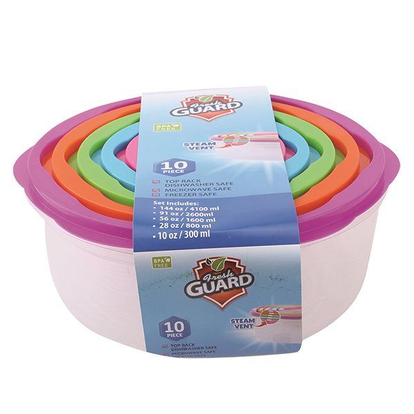 Round Plastic Containers with Vent (10 Piece Set)