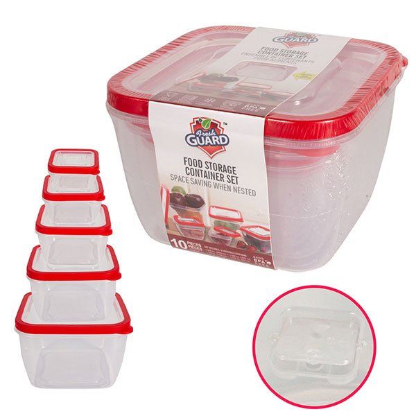 Plastic Jumbo Rectangular Food Storage Container Set - 10 Piece