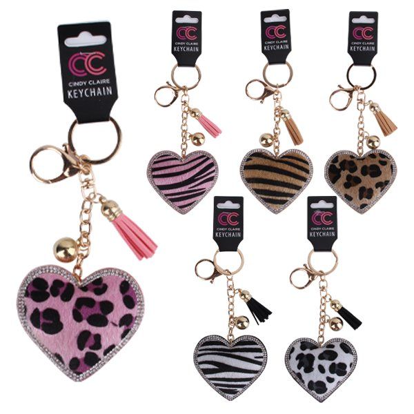144 pieces of Keychain Heart Animal Printed