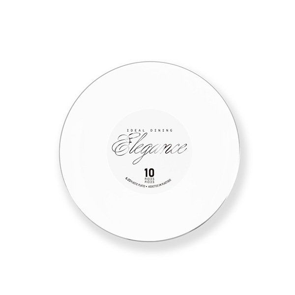 12 pieces of Elegance Plate 6.3in White + Rim Stamp Silver