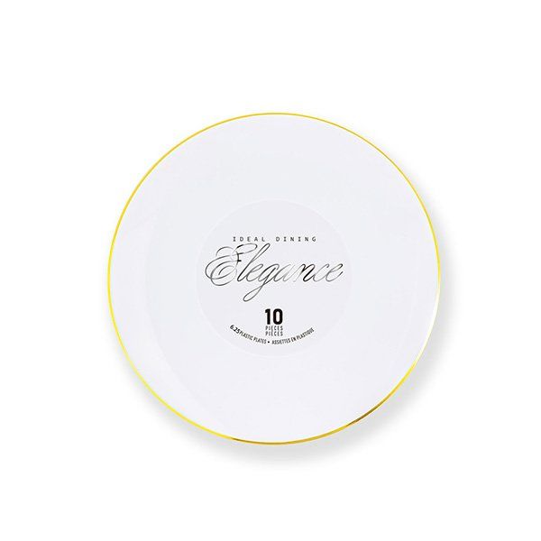 12 pieces of Elegance Plate 6.3in White +  Rim Stamp Gold