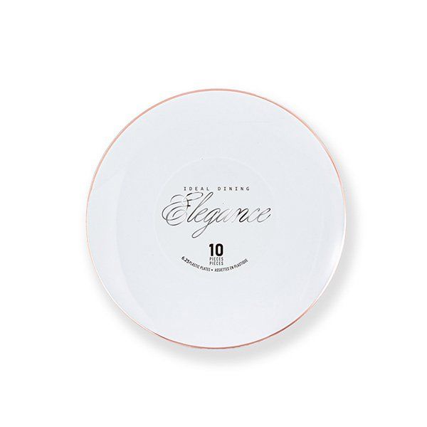12 pieces of Elegance Plate 6.3in White + Rim Stamp Rose Gold