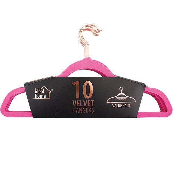 12 pieces of Ideal Home Velvet Hanger 10PK Pink Rose Gold