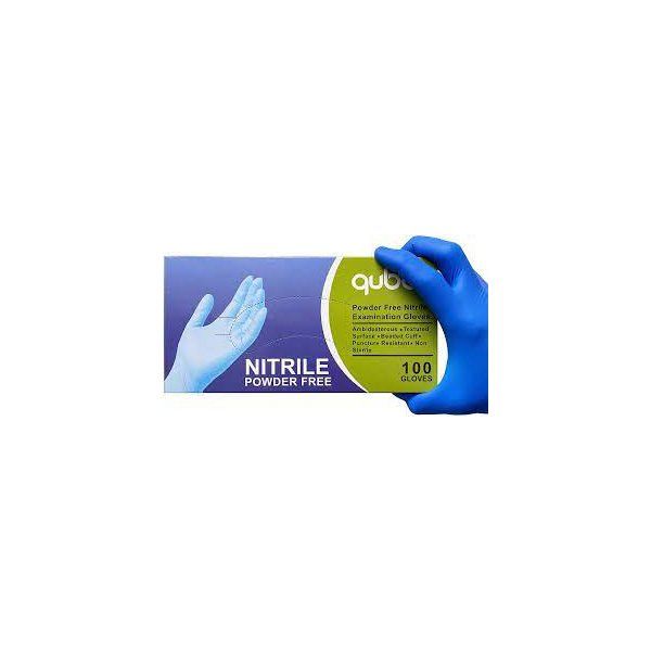 10 pieces of Qube Powder Free Blue Nitrile Exam Gloves 100CT Size: Small
