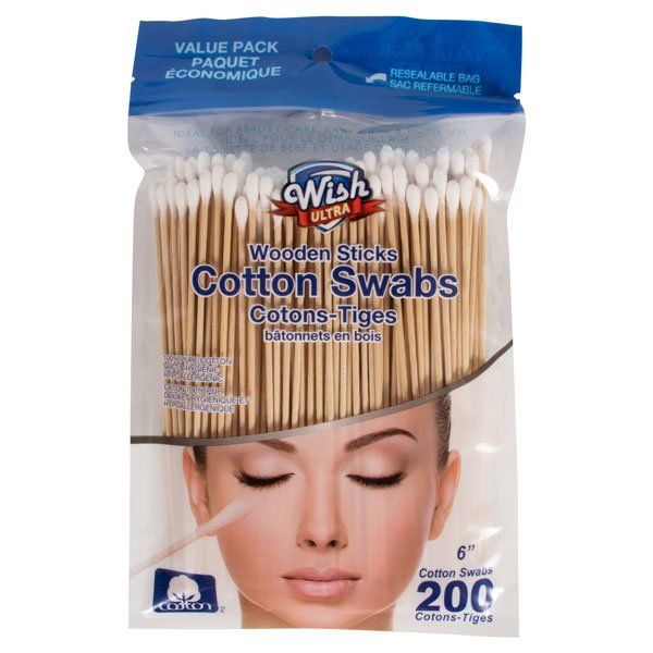 48 Wholesale Wish 6in Cotton Swabs Wood 200CT HD