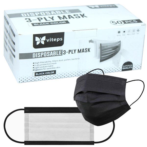 2000 pieces of Viteps Disposable 3-ply Mask Black