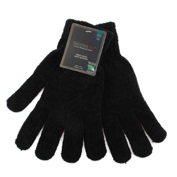 144 pieces of Thermaxxx Winter Chenille Glove Black Only
