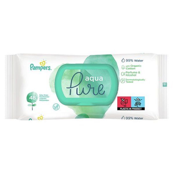 14 pieces of Pampers Wipes 48CT w/ LID Aqua Pure Organic