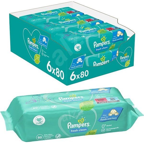6 pieces of Pampers Wipes 80CT Fresh Clean