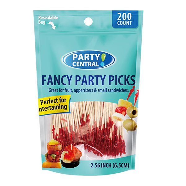 48 pieces of Party Central Fancy Picks 200CT Red Ends 6.5CM