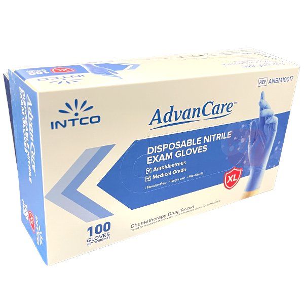 10 pieces of Advancare Blue Nitrile Exam Gloves 100CT Size X-Large