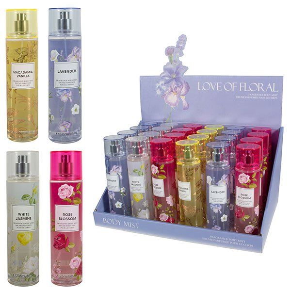 24 Pieces of Love Of Florals Body Mist Display