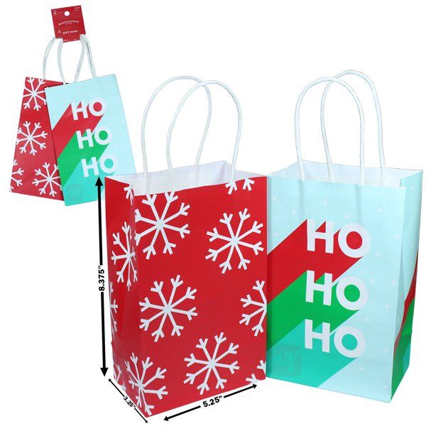 48 pieces of Target Wondershop Gift Bag 2PK Hohoho Snowflake 5.25inx3.25inx8.375in