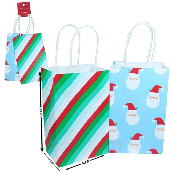 48 pieces of Target Wondershop Gift Bag 2PK Santa Stripes 5.25inx3.25inx8.375in