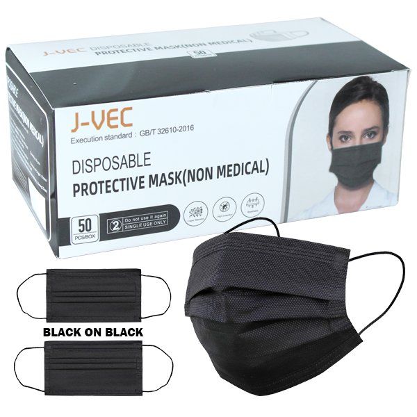 2500 pieces of J-VEC Disposable Protective Mask Black