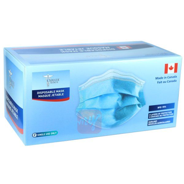 1500 pieces of Disposable Blue Face Mask 50 Count Made in Canada