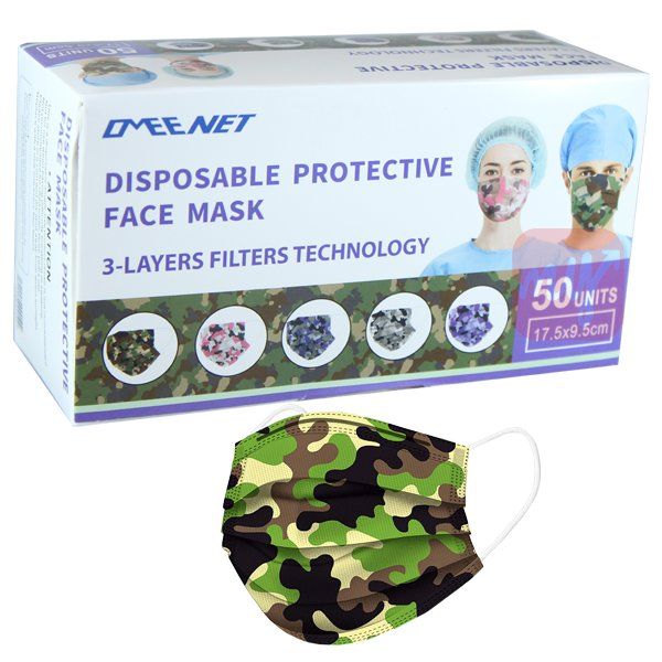 3000 pieces of OMEE NET Face Mask Disposable Camouflage