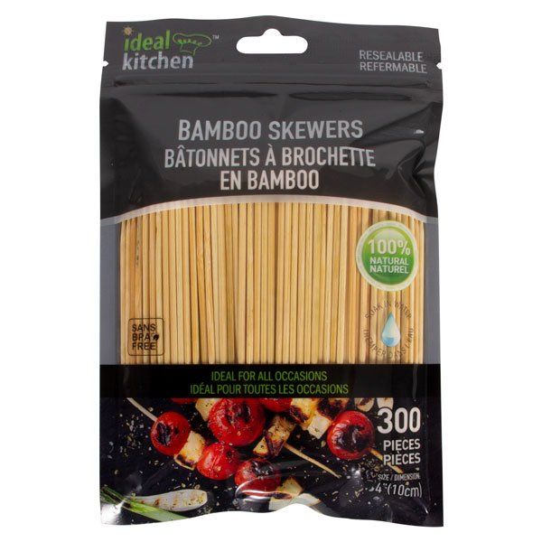 48 pieces of Ideal Kitchen Bamboo Skewers 300CT 10cm 4in