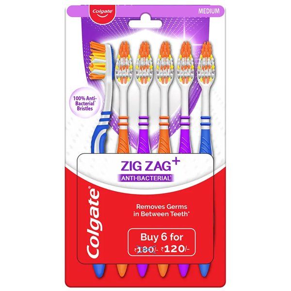 36 Wholesale Colgate Toothbrush Zig Zag 6PK AntiBacterial WSD