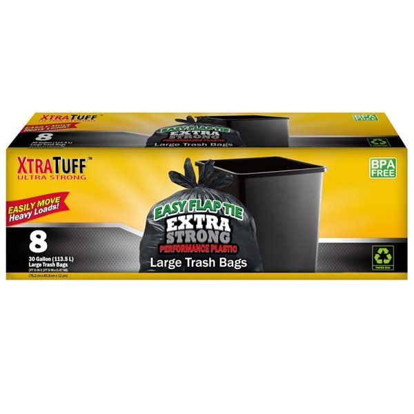 24 Wholesale Xtratuff Trash Bag Box 30G 6CT Drawstring Black - at 