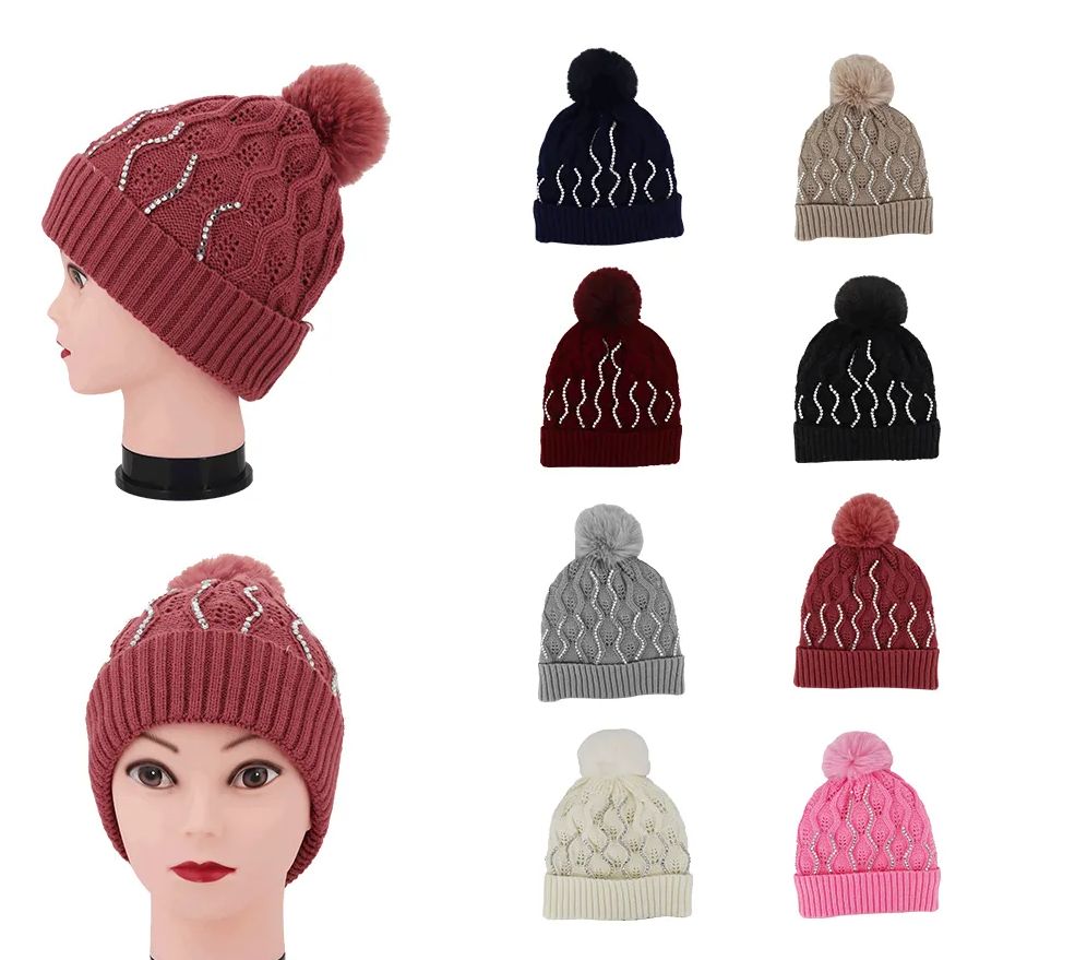 10 Pieces of Winter Beanie Hats With Rhine Stones