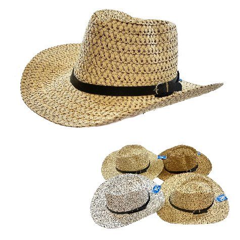 72 Pieces of Woven Cowboy Hat TwO-Tone With Buckled Hat Band