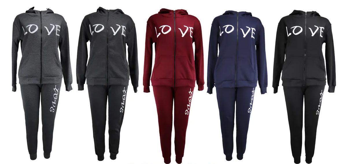 24 Pieces of Woman's 2 Pc Love Tracksuit