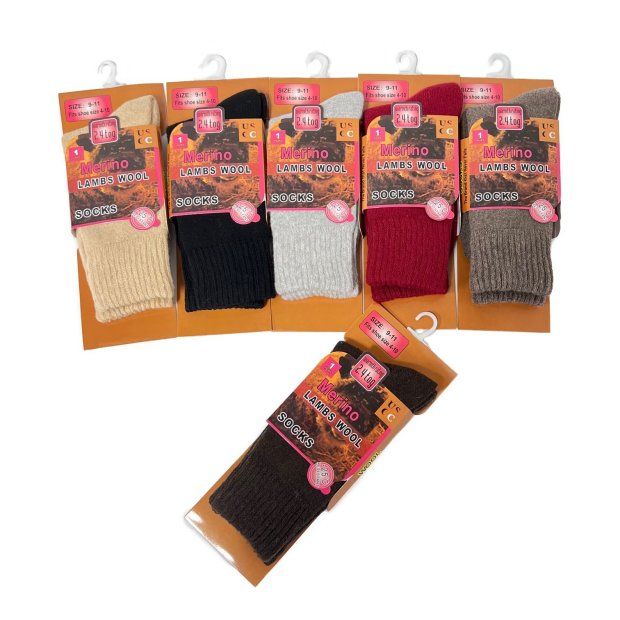 24 Pieces of Ladies Lamb's Wool Socks Assorted Colors