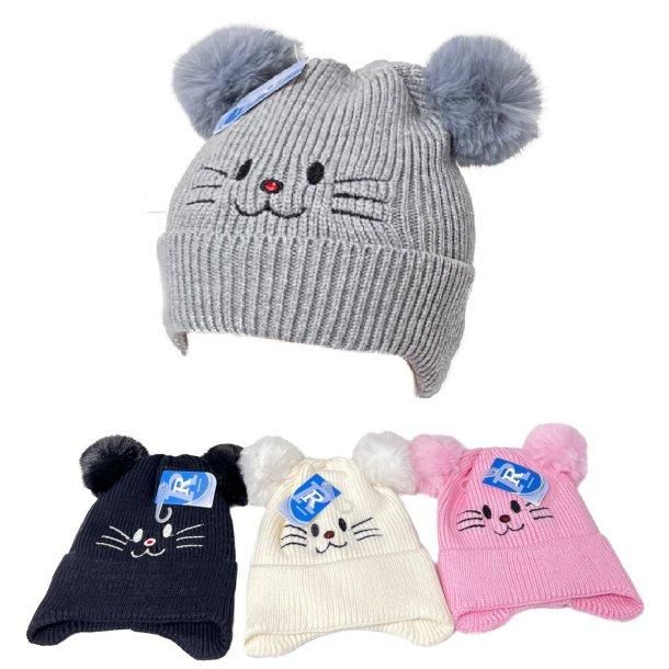 36 Pairs of Child's Super Soft Plush - Lined Knit Hat [pompoms] Kitty