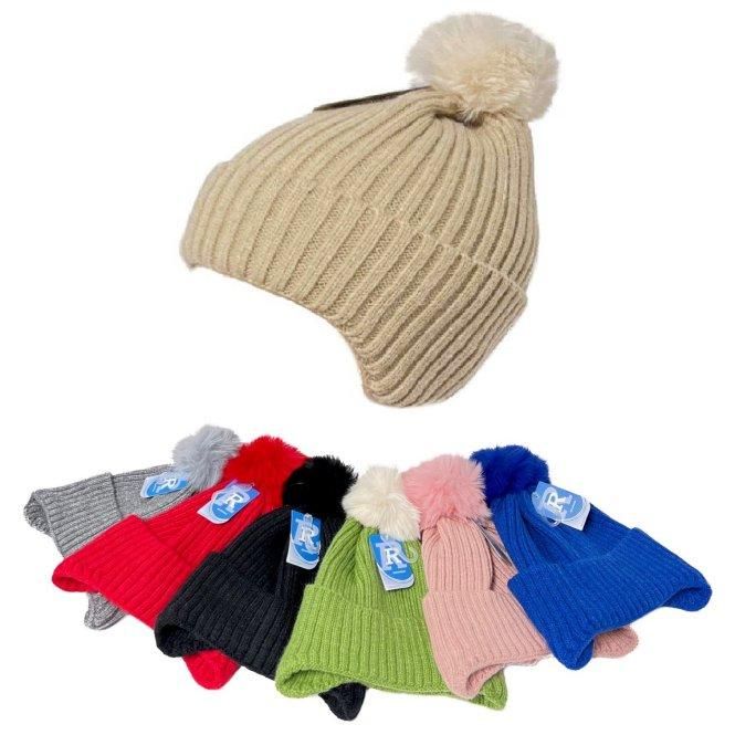 48 Pieces of Children's Ear Cover Pom Pom Knit Hat