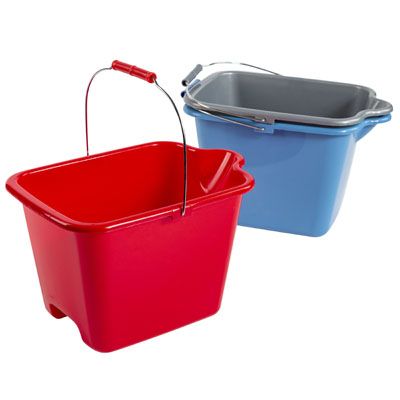 20 pieces of Bucket Plastic W/handle9.7l/2.5gal Rectangular Shape3ast Colors Red/blue/grey