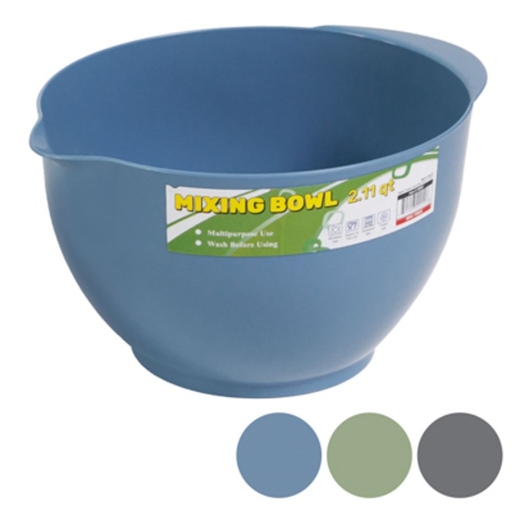 48 pieces of Mixing Bowl 67 Oz 3 Assorted Colors Green Bue Gray
