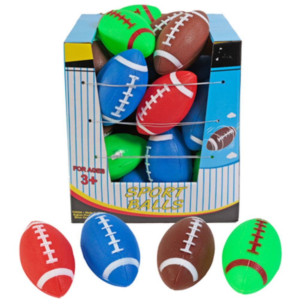 24 pieces of Football Pvc 6in 4ast Colors In 12pc Pdq