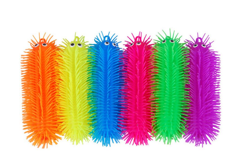 12 pieces of Flash Puffer Caterpillar Light Up 10in Toy 3ast Colors In 12pc Pdq Ea W/ht Purple/orange/blue