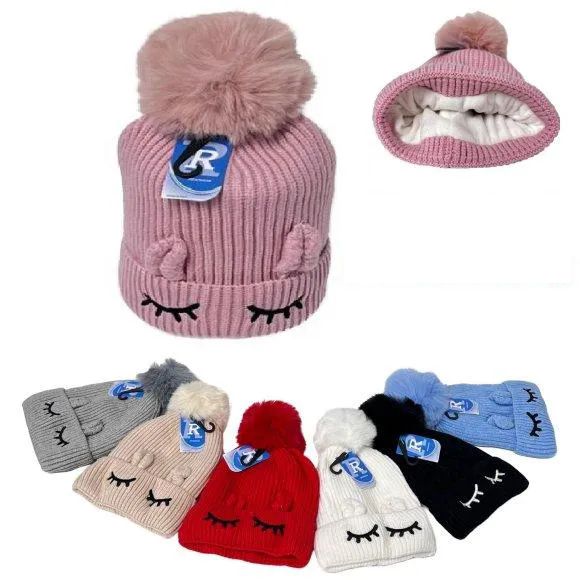 48 Wholesale Children Sleepy Eye Knit Hat