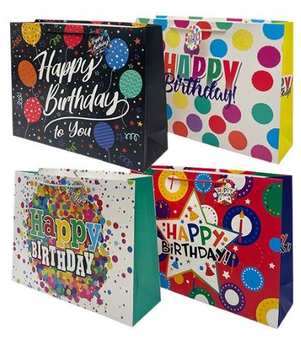 120 Pieces of Happy Birthday Xlarge Premium Gift Bag