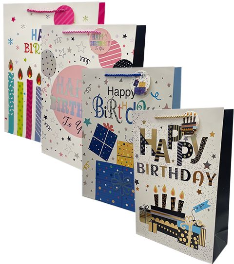 120 Pieces of Happy Birthday Xlarge Hot Stamp Gift Bag