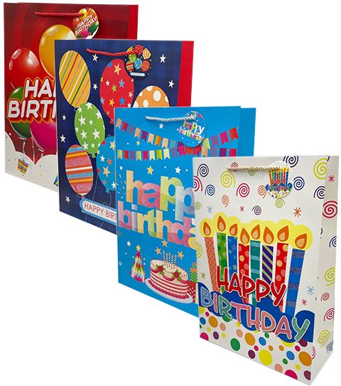 120 Pieces of Happy Birthday Xlarge Glitter Gift Bag