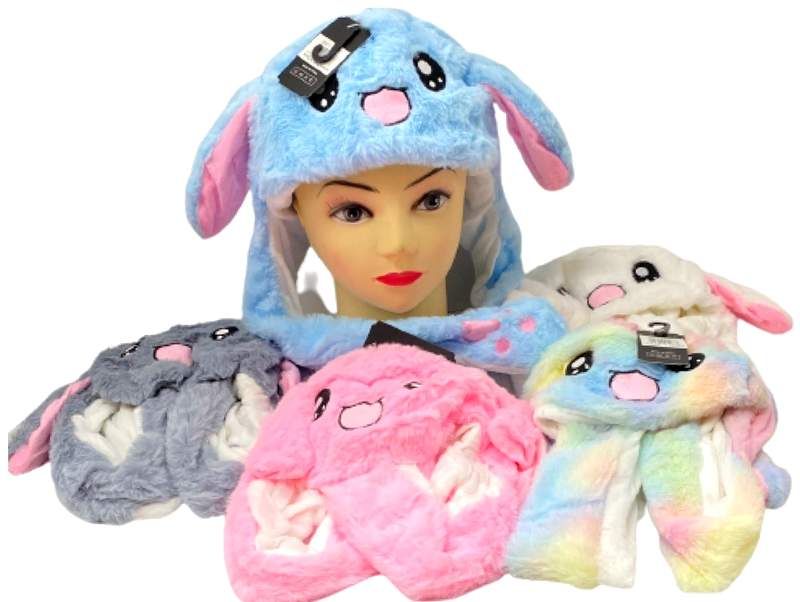 24 Pieces of Light Up Long Plush Animal With Flapping Ear Winter Hat Rabbit