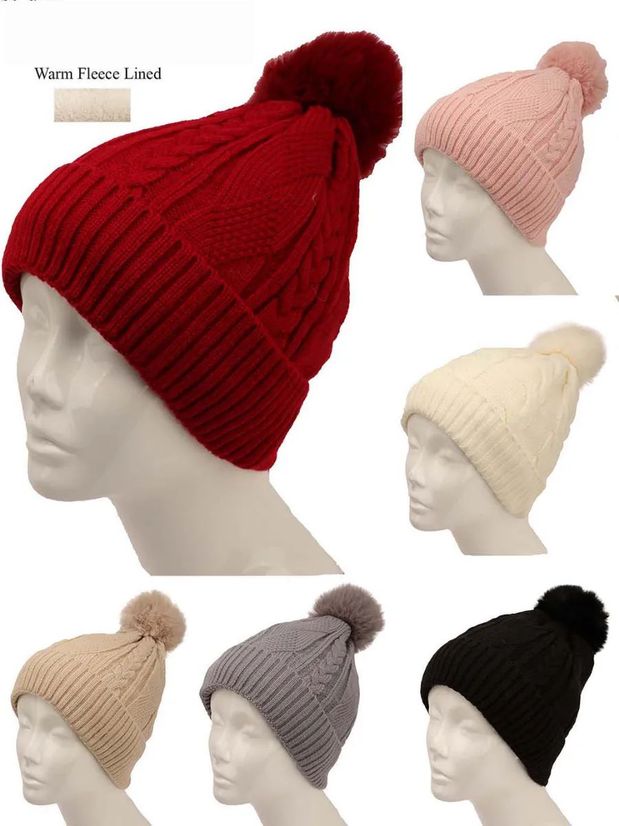 48 Pieces of Woman Fleeced Lined Beanie