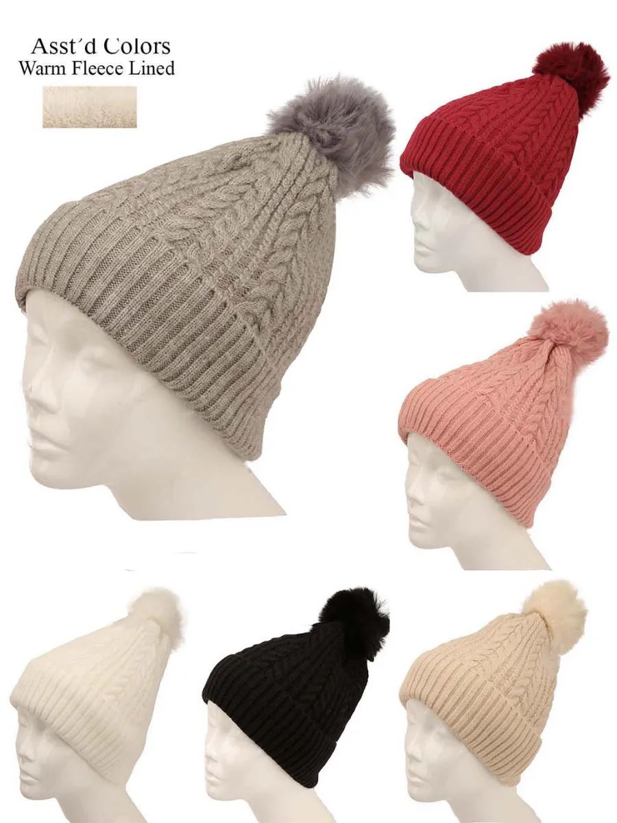 48 Pieces of Woman Fleeced Lined Beanie
